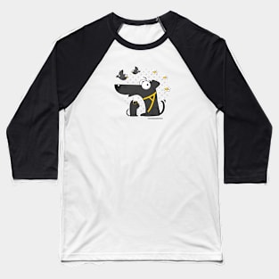 Black Dog and cat Baseball T-Shirt